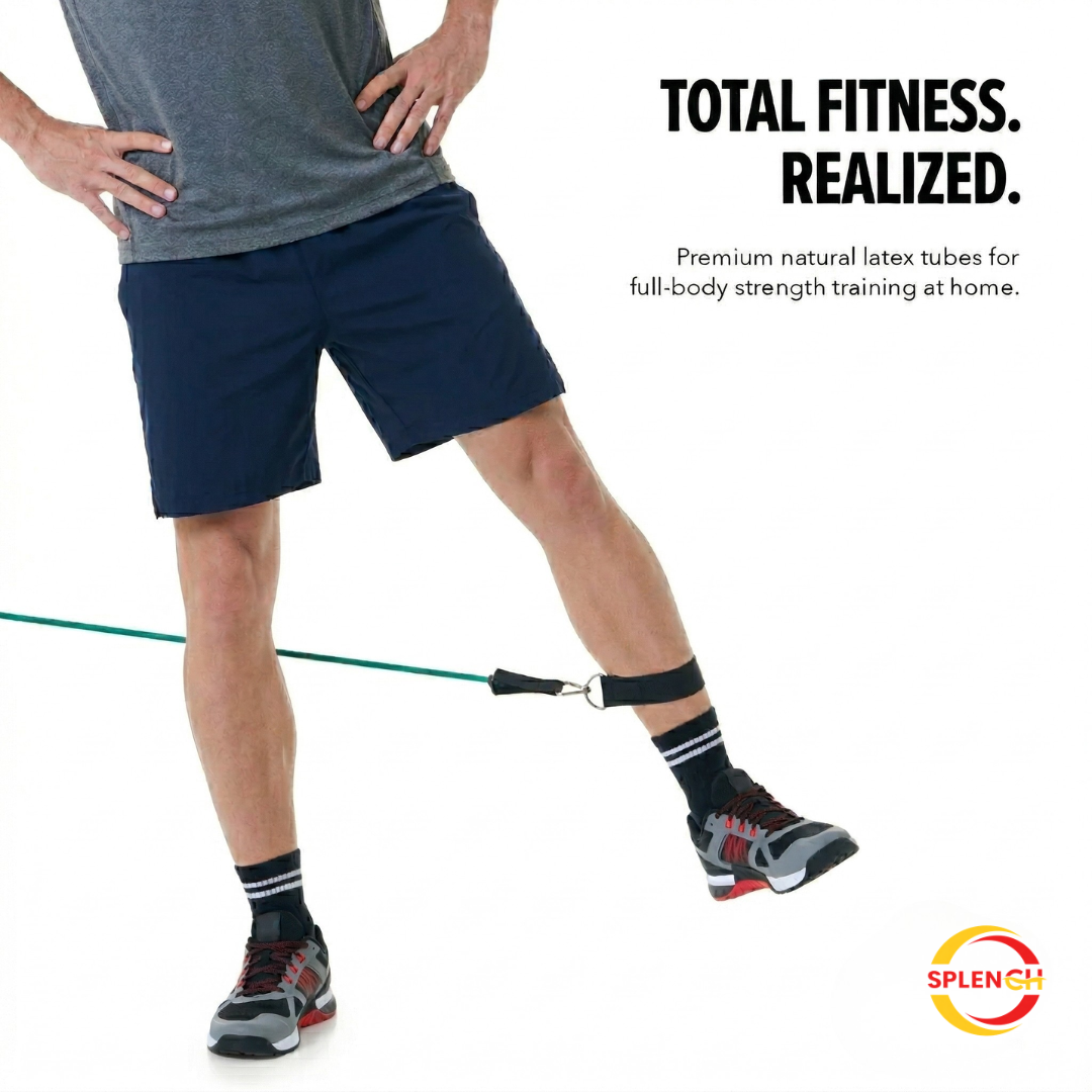 Resistance Bands Set for Exercise, Stretching and Workout Toning Tube Kit with Foam Handles, Door Anchor, Ankle Strap and Carry Bag for Men, Women (100LB)