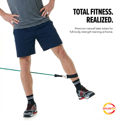 Resistance Bands Set for Exercise, Stretching and Workout Toning Tube Kit with Foam Handles, Door Anchor, Ankle Strap and Carry Bag for Men, Women (100LB)